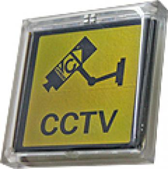Warnschild für Videoüberwachung, 50x50mm, mit blinkender LCD-Beleuchtung über Solar