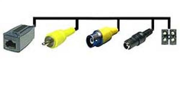 Netzwerk-Empfänger, RJ45-Ausgang und Eingänge für Video, Audio, 12V, RS485 (steckerfertig)