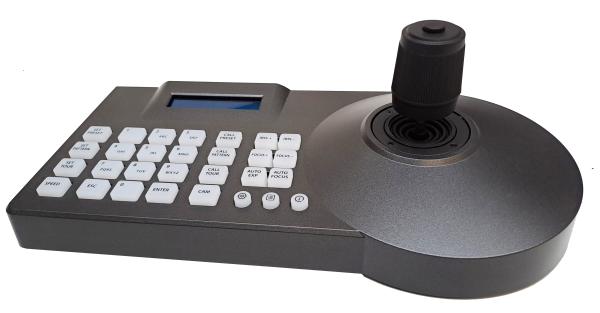Bedienpult, 3achsialer Joystick, LCD, IP& RS485 für S/N-Kopf, PTZ-Dome u. DVR, 12V DC, inkl.Netzteil