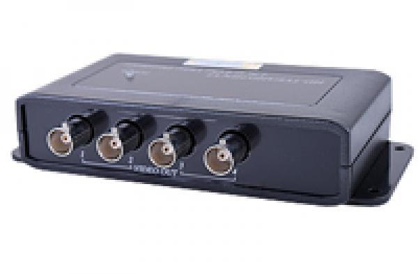 Aktiver AHD/CVI/TVI Videoverteiler, 1Eing./4Ausg., Eing.0,8-1,2Vss, 350MHz-3dB, inkl. 12V DC Netzteil