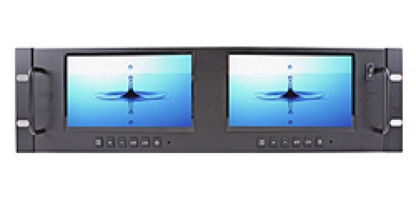 2x7“/18cm LCD-Farbmonitor, 19“ Einschub, 1440x234 Pixel, 230V AC / 12V DC / 40W