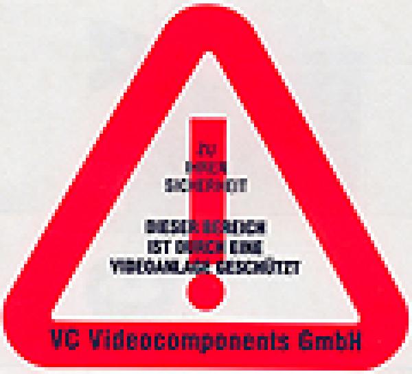 Aufglas-Aufkleber Warnschild 100x90mm “Bereich durch Videoanlage geschützt“